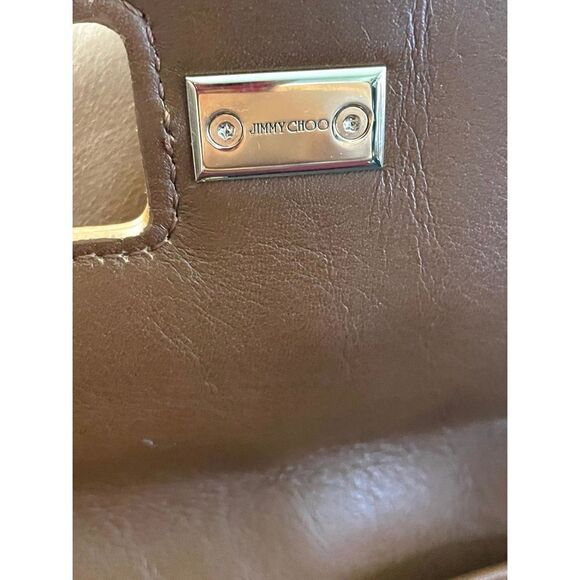 JIMMY CHOO Justine Handbag/Tote Chestnut/Tan Leather Double Strap Shoulder Bag - Picture 4 of 15